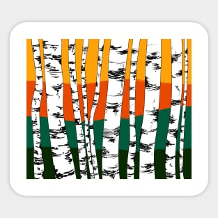 Birch Forest Nature Illustration Sticker